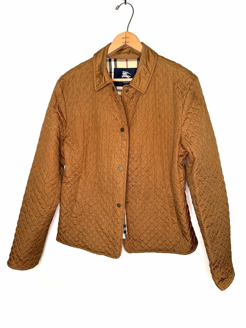 Burberry Vintage Diamond Quilted Jacket Bronze Brown Nova Check Size IT44 US10